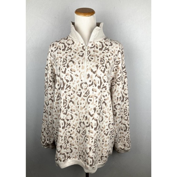 Aerie Good Vibes Oversized Leopard Print Quarter Zip Sweatshirt Size S - Picture 3 of 8
